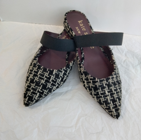 Kate Spade  Mules Tweed Black and White  Size 7 - Picture 14 of 16